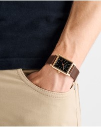 Ted Baker - Jaareth Rose Gold-Tone Black Brown Leather Watch