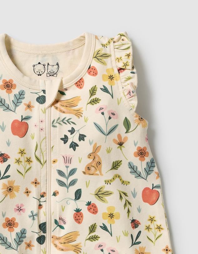 Wilson & Frenchy - Summer Garden Organic Ruffle Zipsuit - Babies