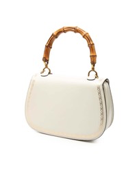 Pre-Loved by Azura Reborn - Pre-Loved Calfskin Frame Print Bamboo Top Handle Bag