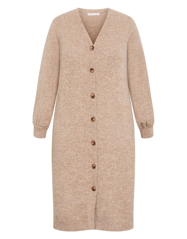 City Chic - Plus size Eleni Cardigan Midi Dress - taupe marle