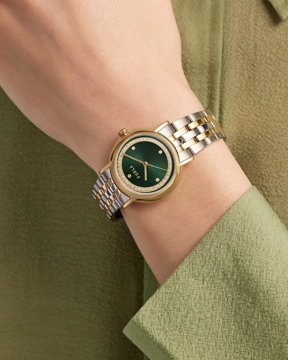 Heritage Furla 32mm Green Dial with Crystal Ring and Two  display picture 2