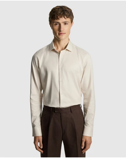 yd. - Clubman Pure Cotton Twill Slim Fit Dress Shirt