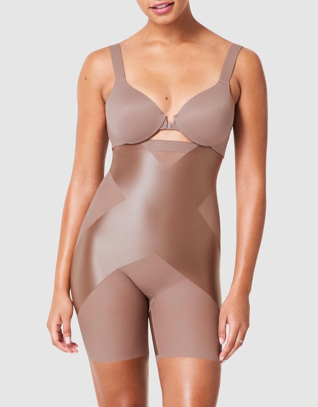 Spanx - Shaping Satin High-Waisted Booty-Lifting X Midthigh Shorts