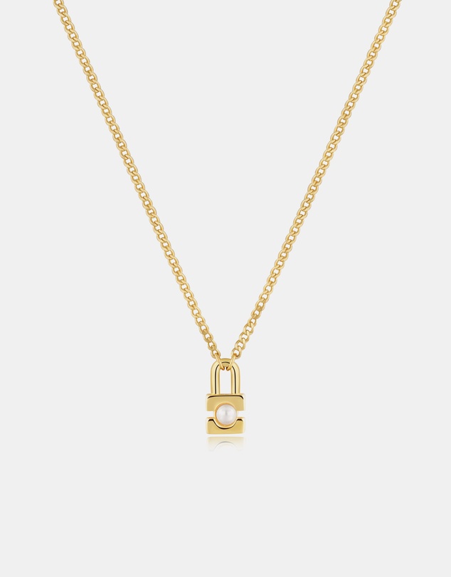 Ania Haie - Ania Haie Muse Gold Prl Padlock Necklace 45+5cm