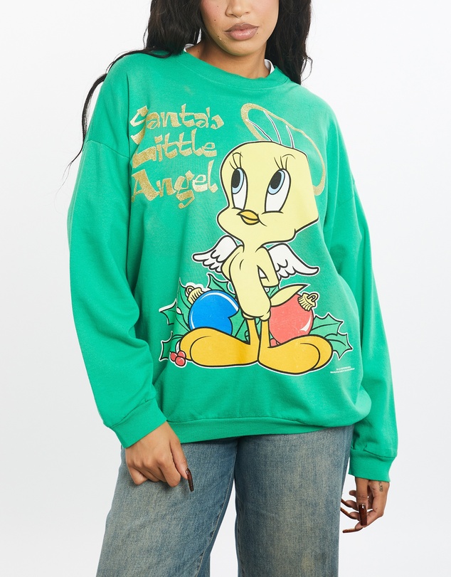 Vintage by The Real Deal - Pre Loved - Vintage 1996 Tweety Bird Looney Tunes Cartoon Christmas Sweatshirt