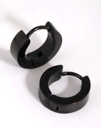 Lovisa - Matte Black Wide Huggie Hoop Earrings
