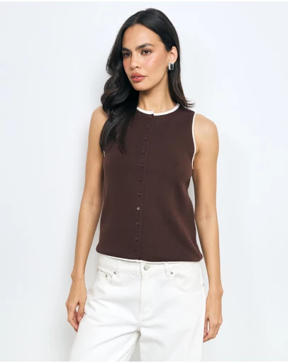 AERE - Veya Contrast Organic Cotton Knit Top
