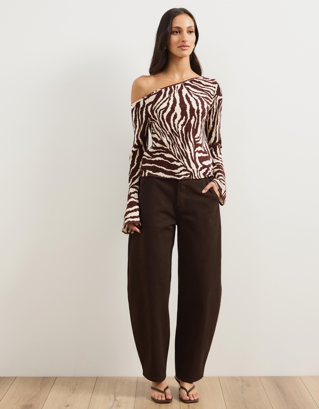Atmos&Here - Mylie Bias Cut Zebra Print Top