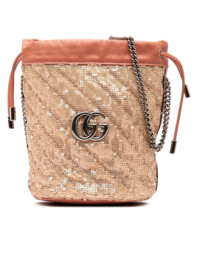 Pre-Loved by Azura Reborn - Pre-Loved Small GG Marmont Sequined Diagonal Matelasse Leather Bucket Bag