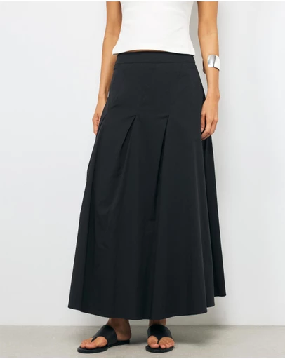 AERE - Tahlia Soft Pleat A-Line Maxi Skirt