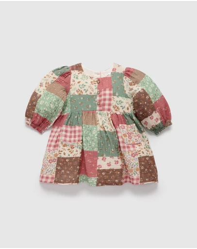 Purebaby - Patchwork Dress -Kids-Babies
