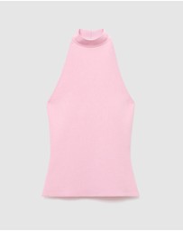 M.N.G - Halter-Neck Knitted Top