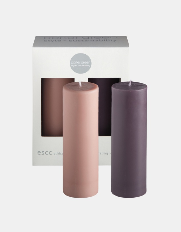 porter green - escc medium pillar candle soy-blend unscented candles