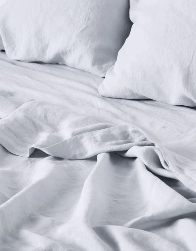 IN BED - 100% Linen Flat Sheet in Mist