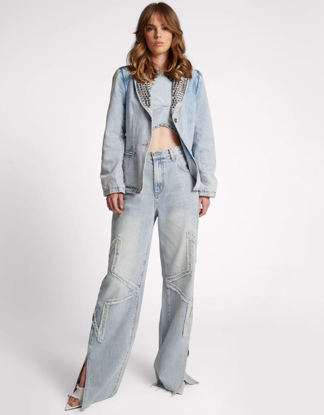 ONE TEASPOON - Diamonde Studded Denim Blazer