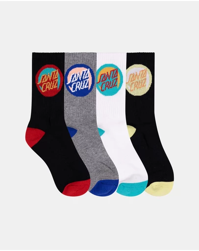 Santa Cruz - 4-Pack Bold Shadow Dot Crew Socks - Teens