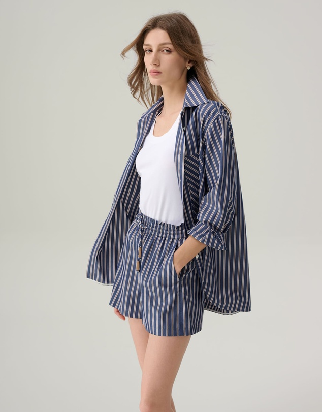 IDA+S - Sybil Striped Cotton Button Down Top