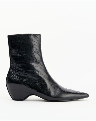 Black Oily Crinkle Leather