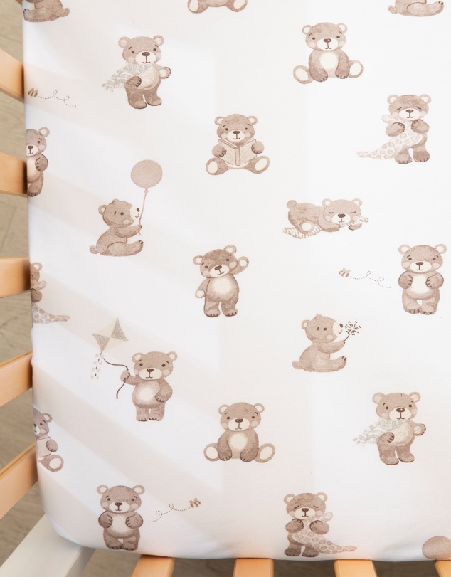 Living Textiles - 2 Pack Organic Cot Fitted Sheet - Cuddly Bear