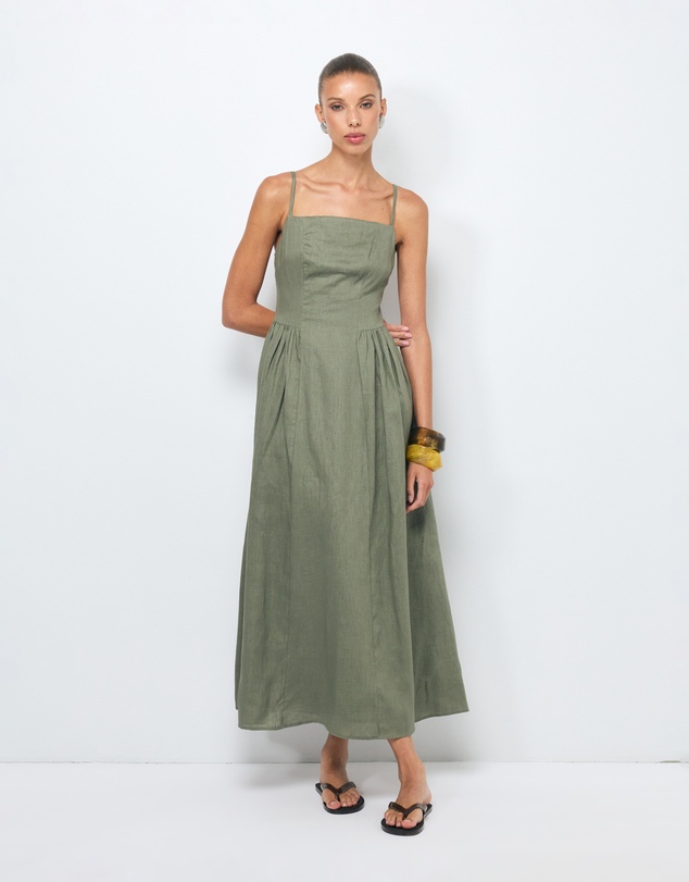 AERE - Gabriella Linen Midi Dress