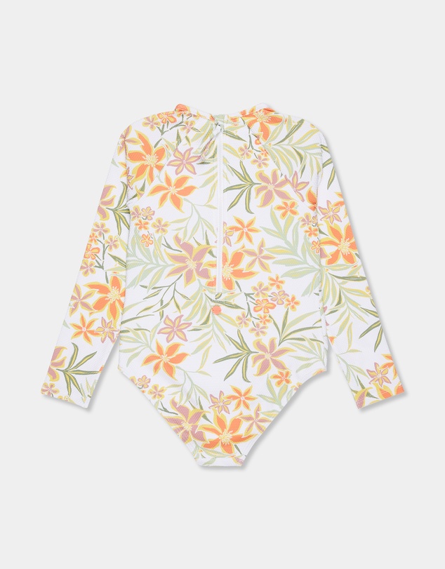 Roxy - Girls 8 to 16 Floral Horizon Long Sleeve Onesie Rash Vest