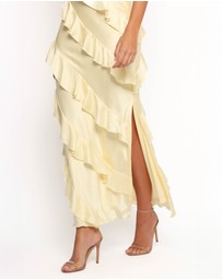 Petal & Pup - Ciao Ruffles Maxi Satin Dress - Pale Yellow