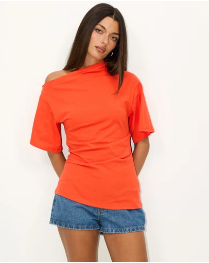 Dazie - Hazel Ruched Jersey Short Sleeve Top