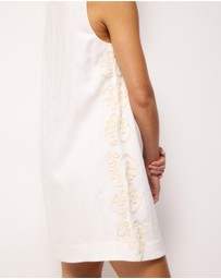 AERE - Quinn Embroidered Linen Mini Dress
