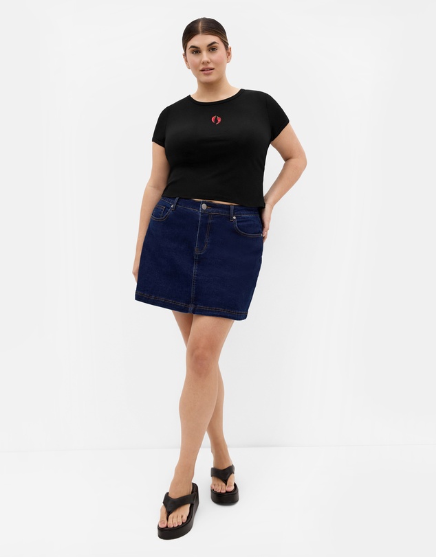 City Chic - Plus size Micro Chilli Print Tee - black