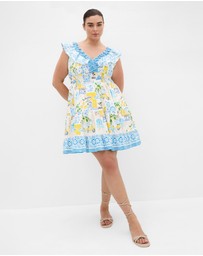 City Chic - Plus Size Kelly Amalfi Print Mini Dress - white