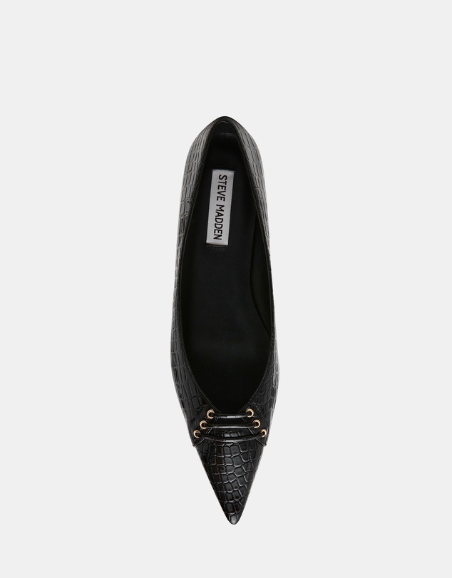 Steve Madden - Onpoint Black Croc Flats
