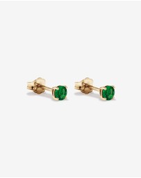 Michael Hill - Round Green Created Emerald Birthstone Stud Earrings in 10kt Yellow Gold