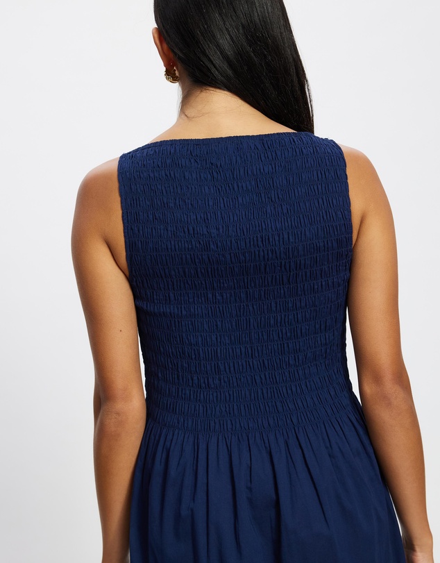 & Other Stories - Smocked Boatneck Midi Dress