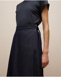 Trenery - Denim Wrap Skirt in Indigo Rinse