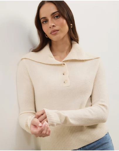 Atmos&Here - Kiera Knit Jumper with Wide Collar