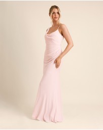 Six Stories - Cowl Front Asymmetrical Chiffon Bridesmaid Dress