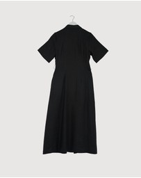 Revibe - Repaired AERE Orien Tuck Waist Linen Shirt Dress - AU 10