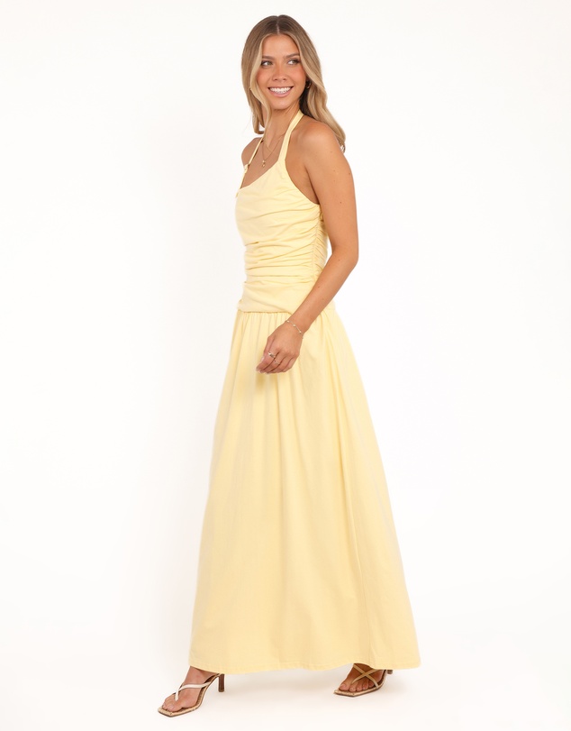 Petal & Pup - Emalia Halter Maxi Dress - Pale Yellow