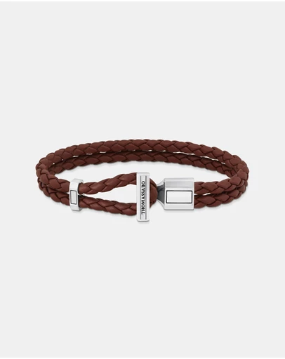 THOMAS SABO - Double Bracelet with Braided, Brown Leather
