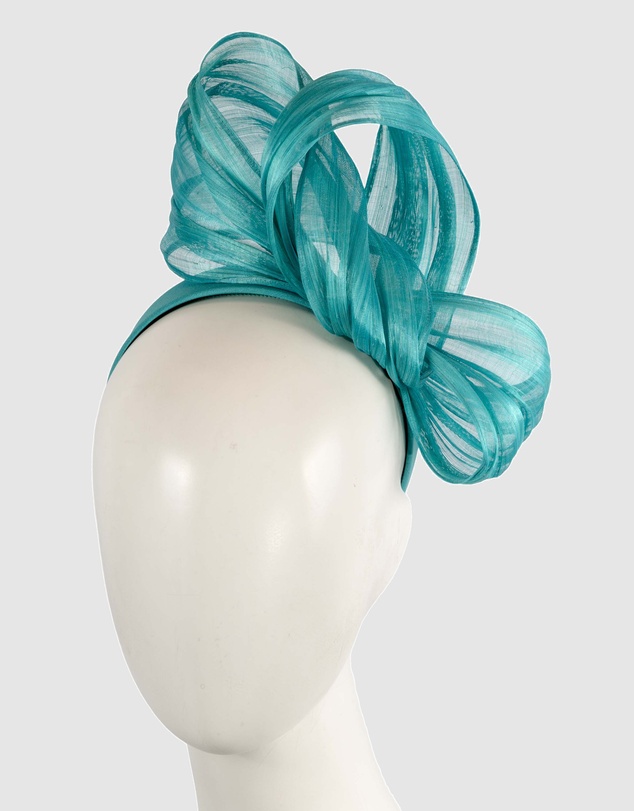 Fillies Collection - Bespoke Turquoise Bow Racing Fascinator