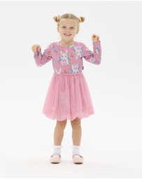 Rock Your Kid - Hunny Bunny Long Sleeve Bubble Dress in Peach