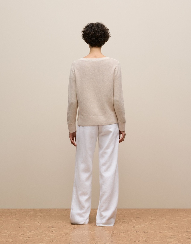 Trenery - Cotton Linen Boatneck Knit in Stone