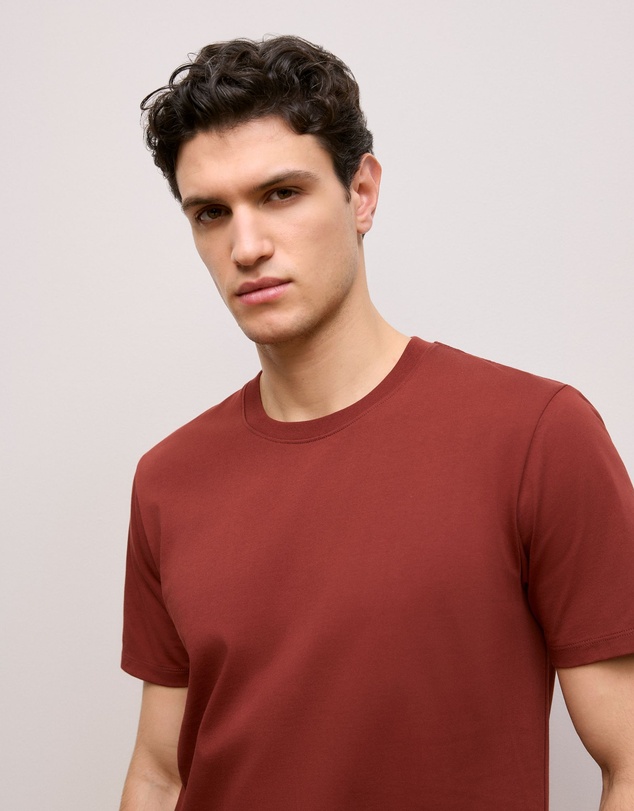 Trenery - Cotton Jersey Crew T-shirt in Deep Red