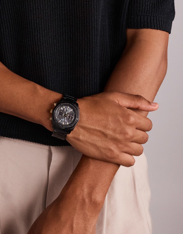 Michael Hill - Men's Solar Chronograph Watch with 1/2 Carat TW of Diamonds in Black & Gold Tone Stainless Steel
