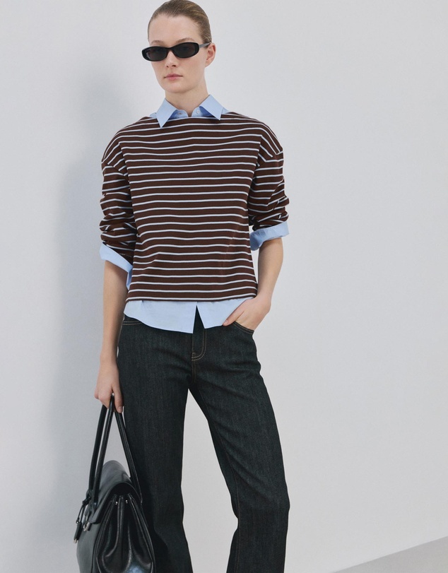 M.N.G - Striped Boat Neck Sweatshirt
