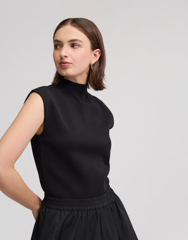 Oxford - Pepper Knitted Funnel Collar Top