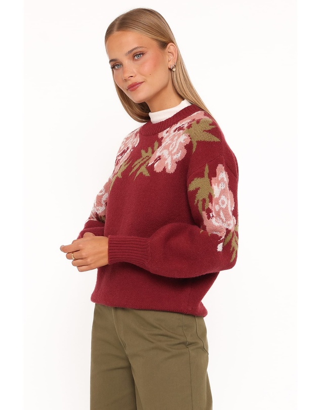 Petal & Pup - Ford Sweater - Burgundy Pink Floral