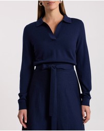 David Lawrence - Indira Merino Knit Polo Dress
