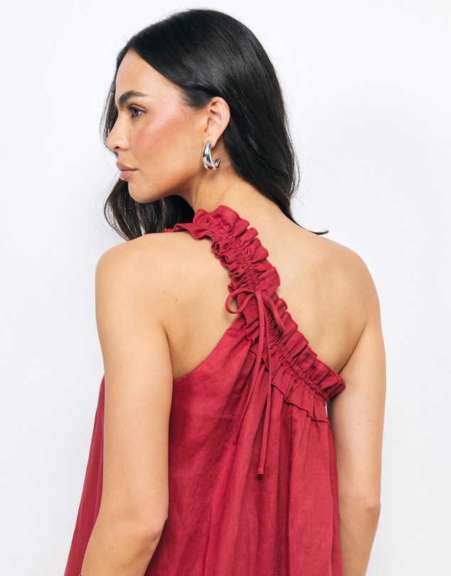 AERE - Suki One Shoulder Gathered Maxi Dress