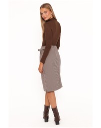 Petal & Pup - Ariela Wrap Front Midi Skirt - Brown Houndstooth